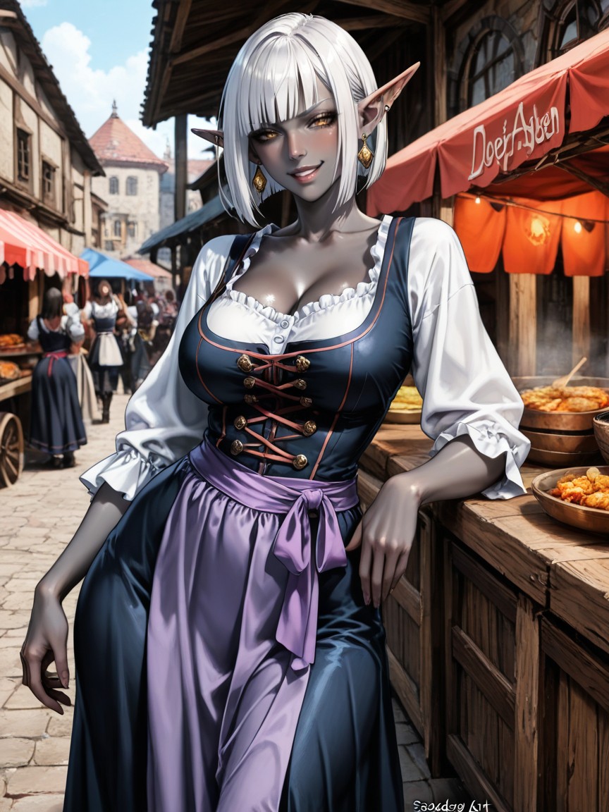 Bustling Medieval Market, Photorealistic Face, Blushed Cheeks Hentai AI Porn