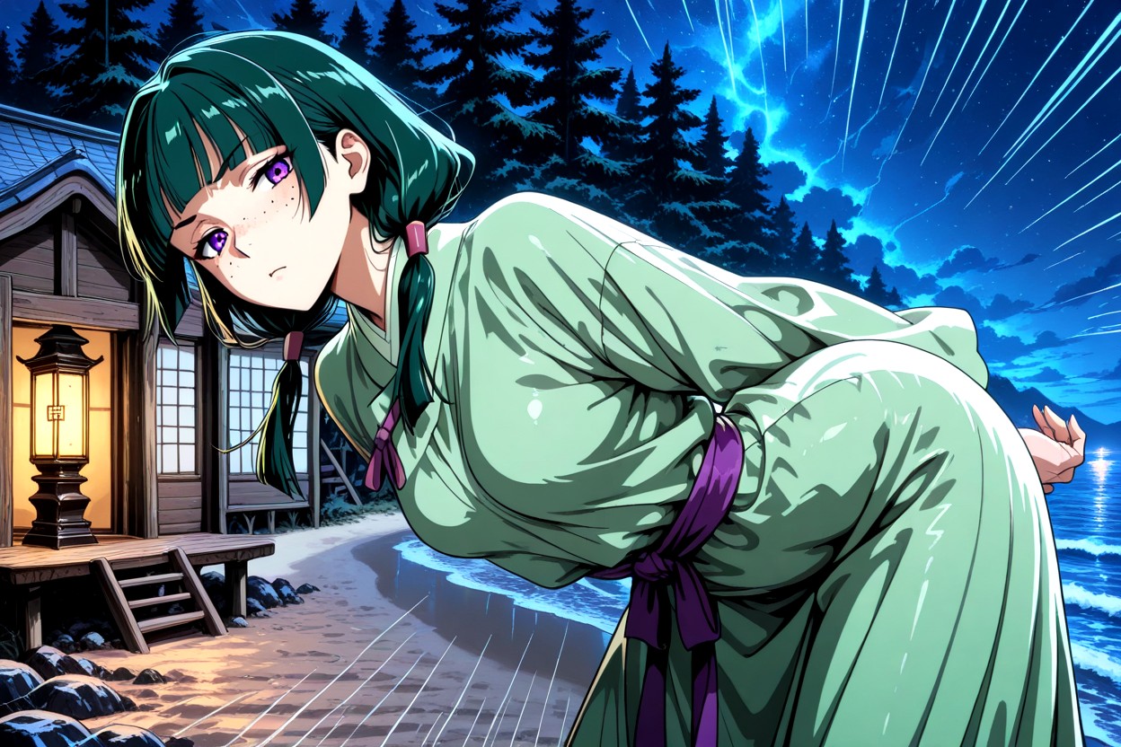 Pink And Green Hanfu, Wispy Bangs, Skinny Hentai AI Porn
