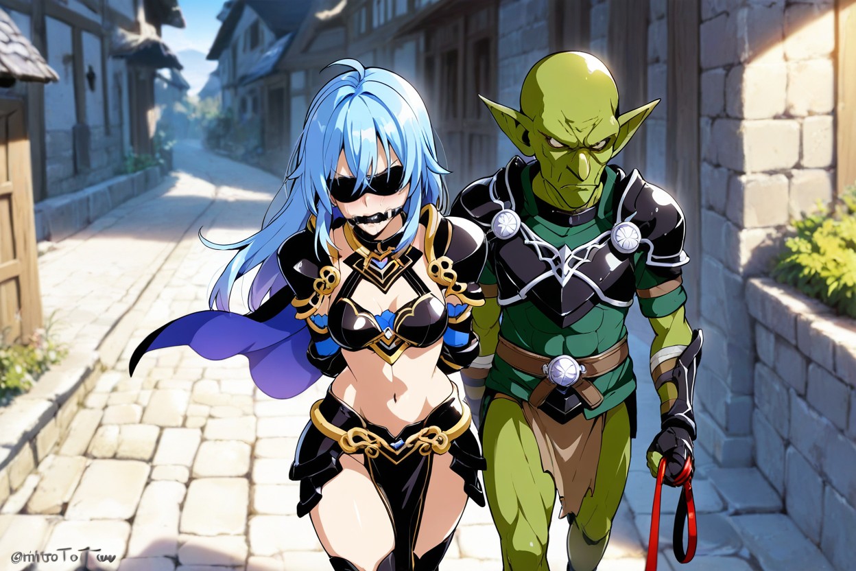 In Medieval Village Road, Only One Female Rimuru Tempest From Tensura, Side View Hentai AI Porn