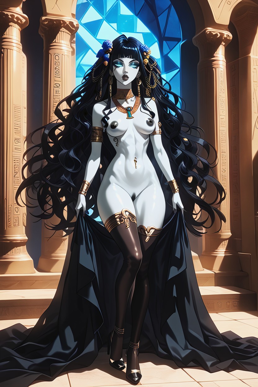 Extremely Long Egyptian Hairstyle, Long Legs, Night Hentai AI Porn