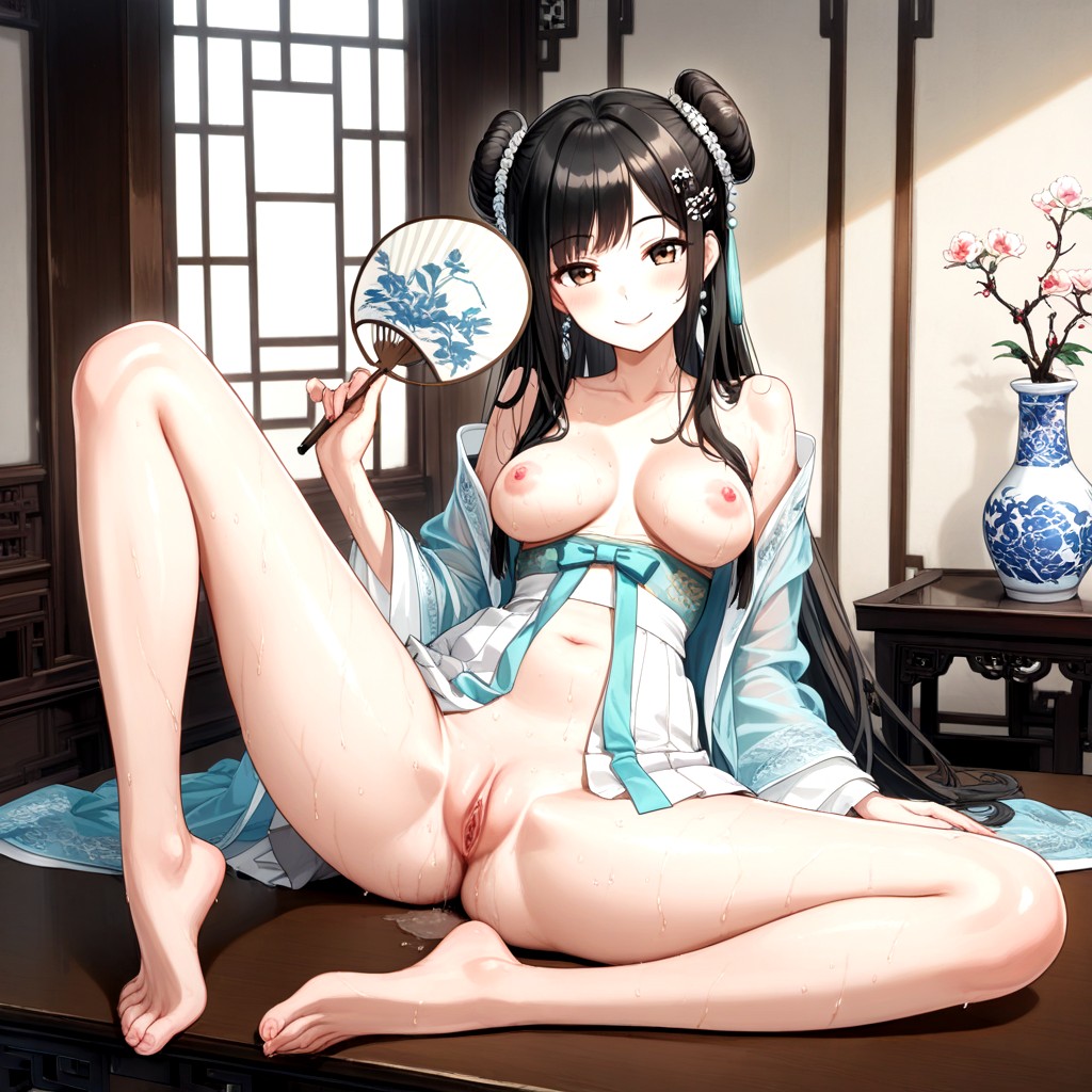 Hanfu Opened Off Shoulder, Ethereal, 18+ Hentai AI Porn