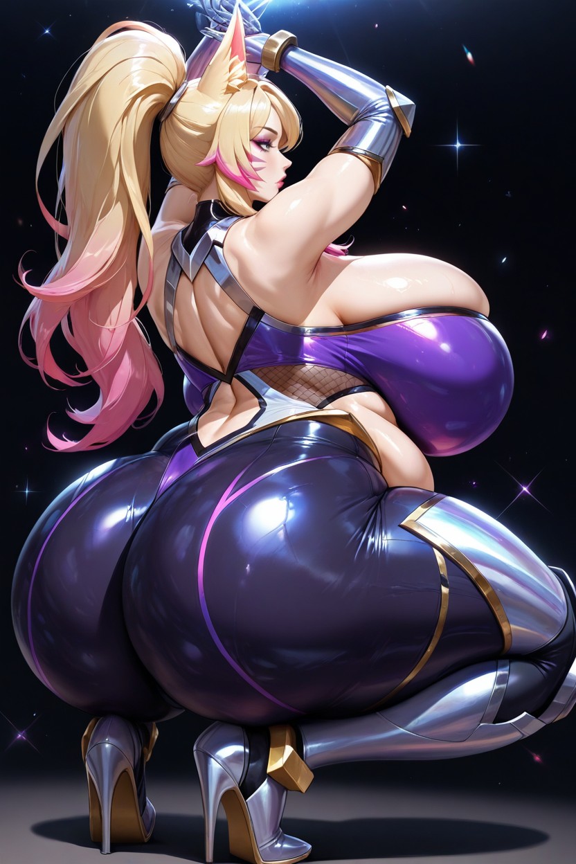 Biggest Ass Ever Seen, Bare Shoulders, Hyper Excessively Fat Kda Ahri From League Of Legends Hentai AI Porn