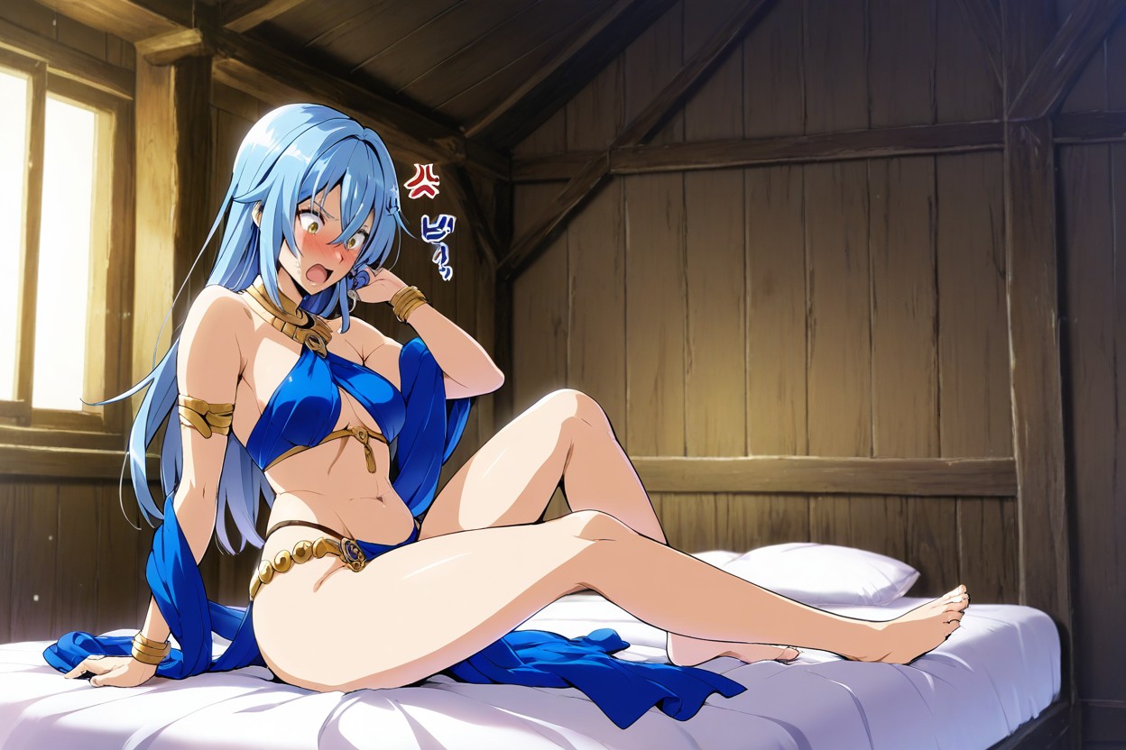 Surprised, In Bed Room, Touching Face Hentai AI Porn