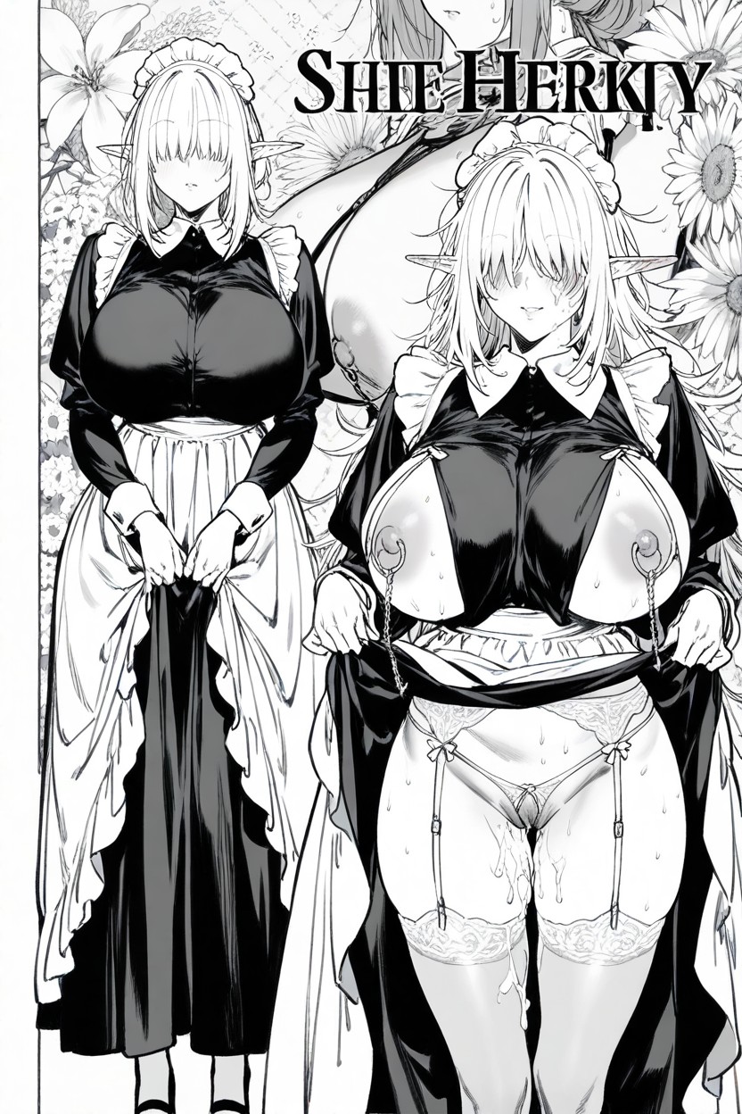 Hair Over Eyes, Monochrome, Manga Story Hentai AI Porn