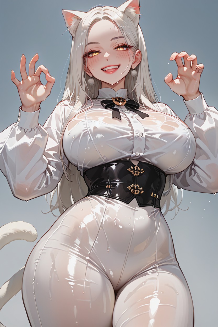 White Tail, Gold Eyes, Shiny Skin Hentai AI Porn