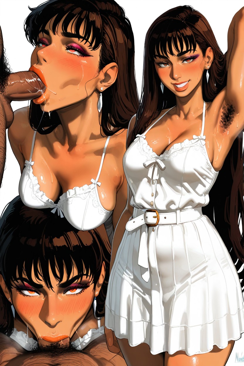 Paired With A Matching White Satin Belt Tied In A Big Bow At The Waist, 25+, Pubic Hair Hentai AI Porn