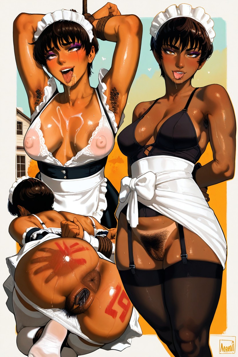 Black Pussy, Hogtied, A Close-up Hentai AI Porn