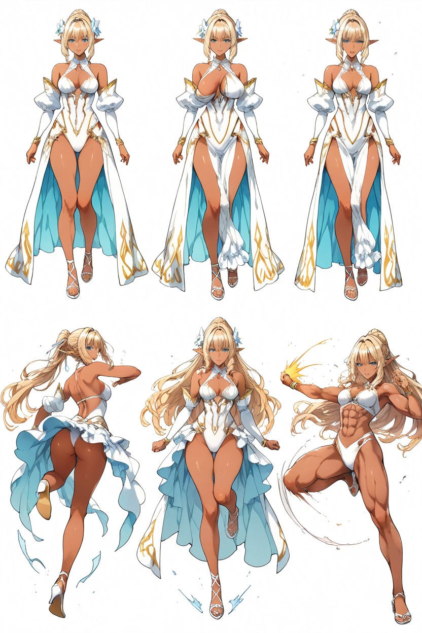 Smooth Knees, Asymetric Poses, Hyper Long Elegant Legs Hentai AI Porn