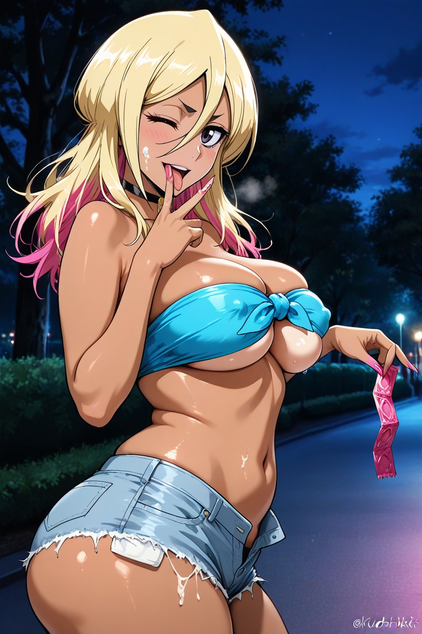 V Over Mouth, Side View, Top Sin Tirantes Hentai IA