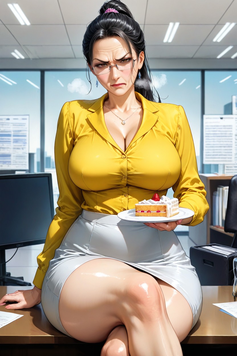 Professional Office Attire, Disgusted Face, Crossed Legs Hentai AI Porn