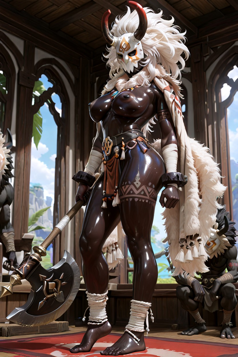 The Hair Is Thick Poofy Spiky Mane Made Of Fur That Covers Their Entire Head, Colossal Claws, Massive Areolae Porno IA Hentai
