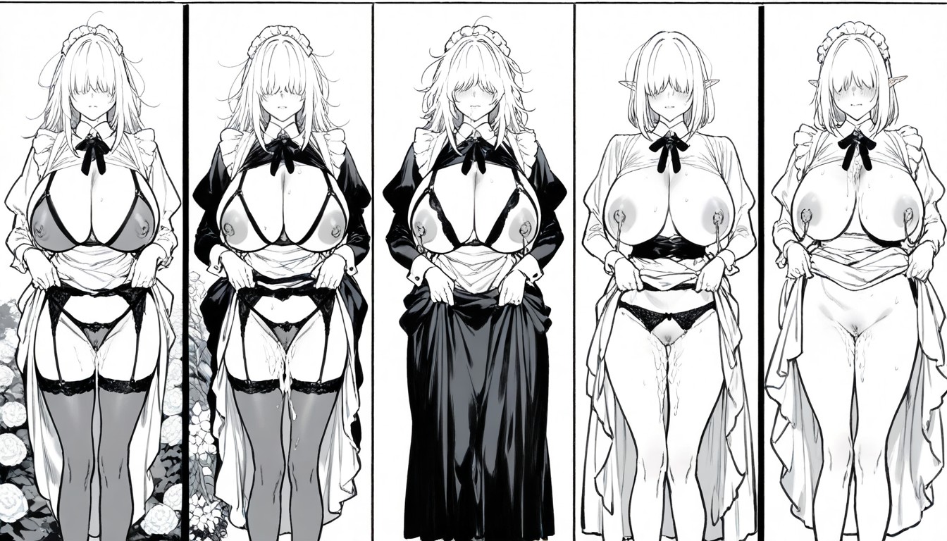 Pija Art, Clean Lineart, French Maid Hentai AI Porn