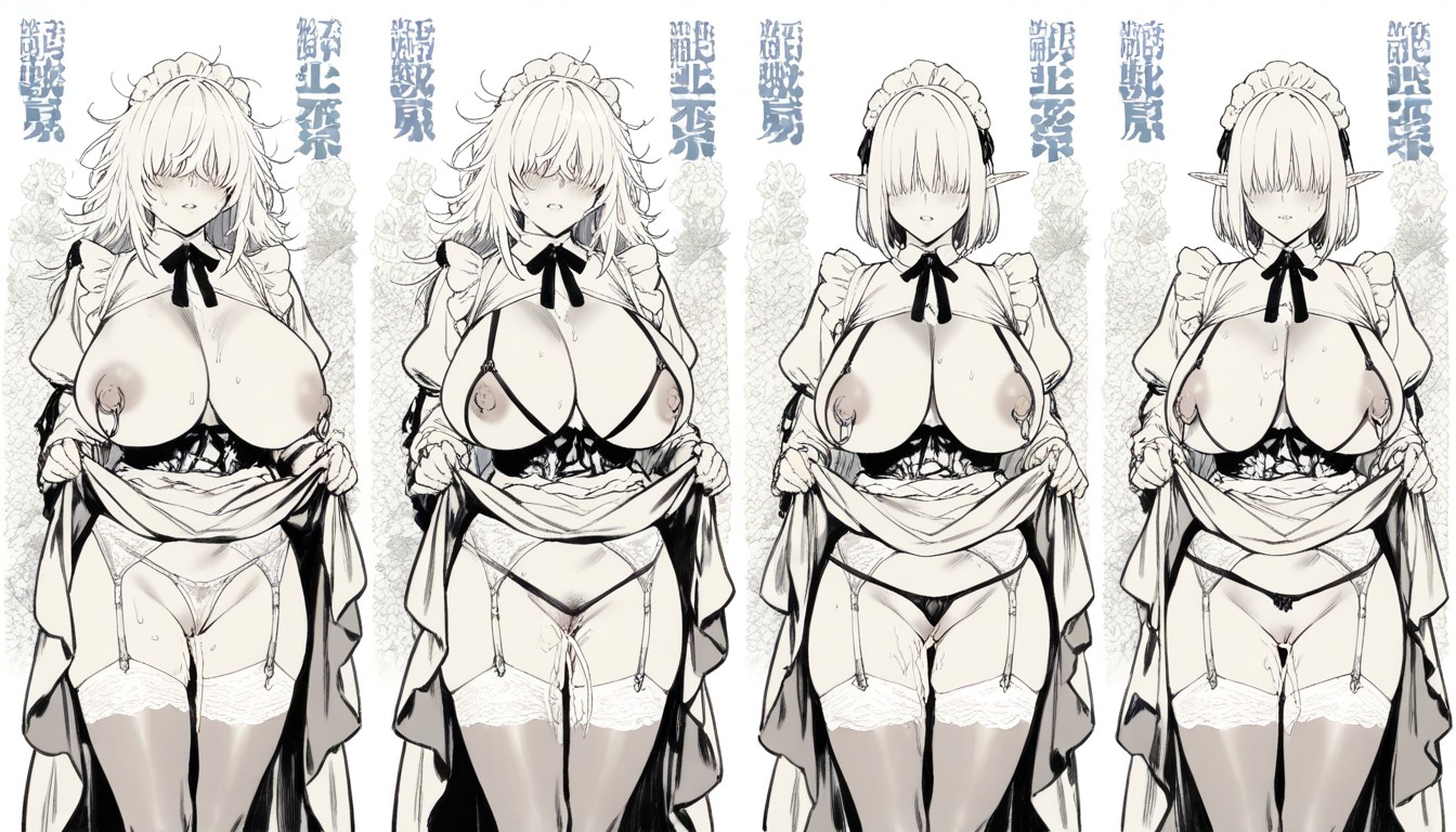 Flower Garden Background, Elf, Monochrome Hentai AI Porn