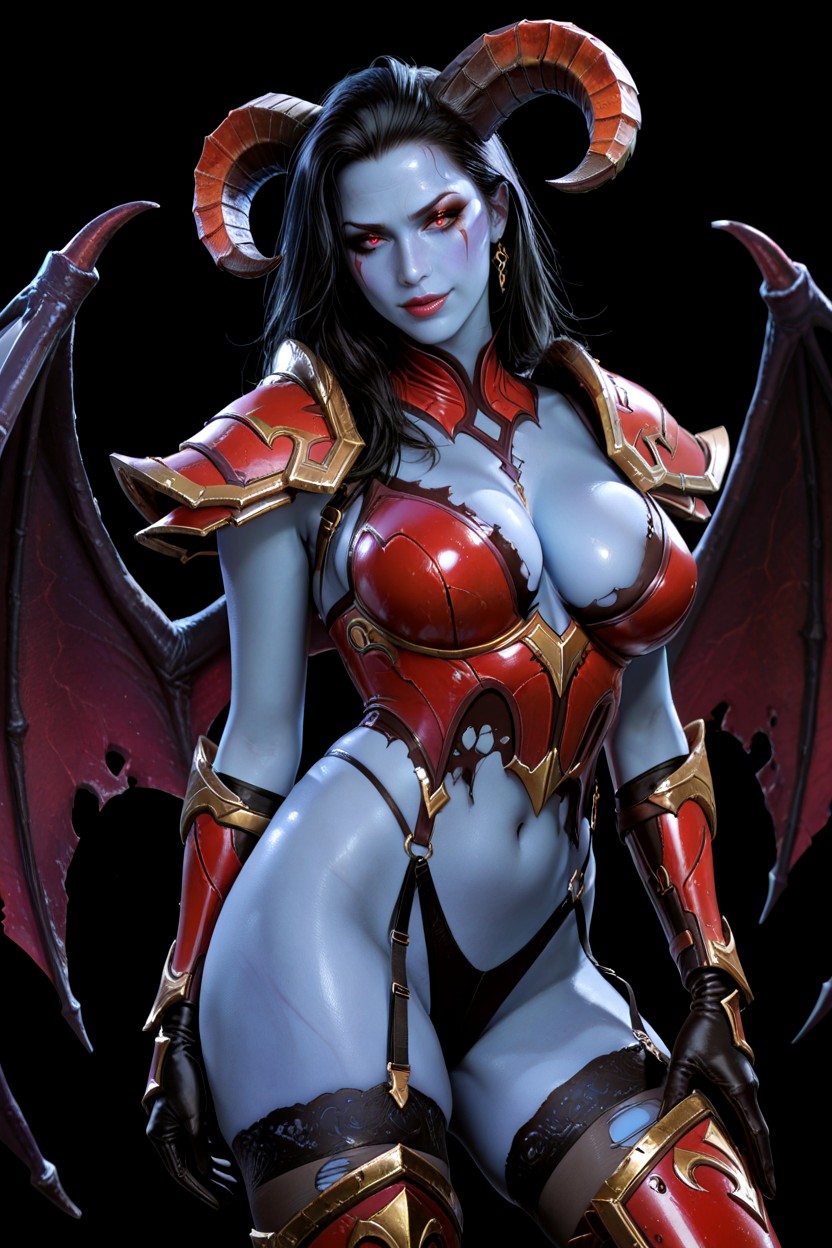 Red Eyes, Dark Gloves, Bare Navel Hentai AI Porn