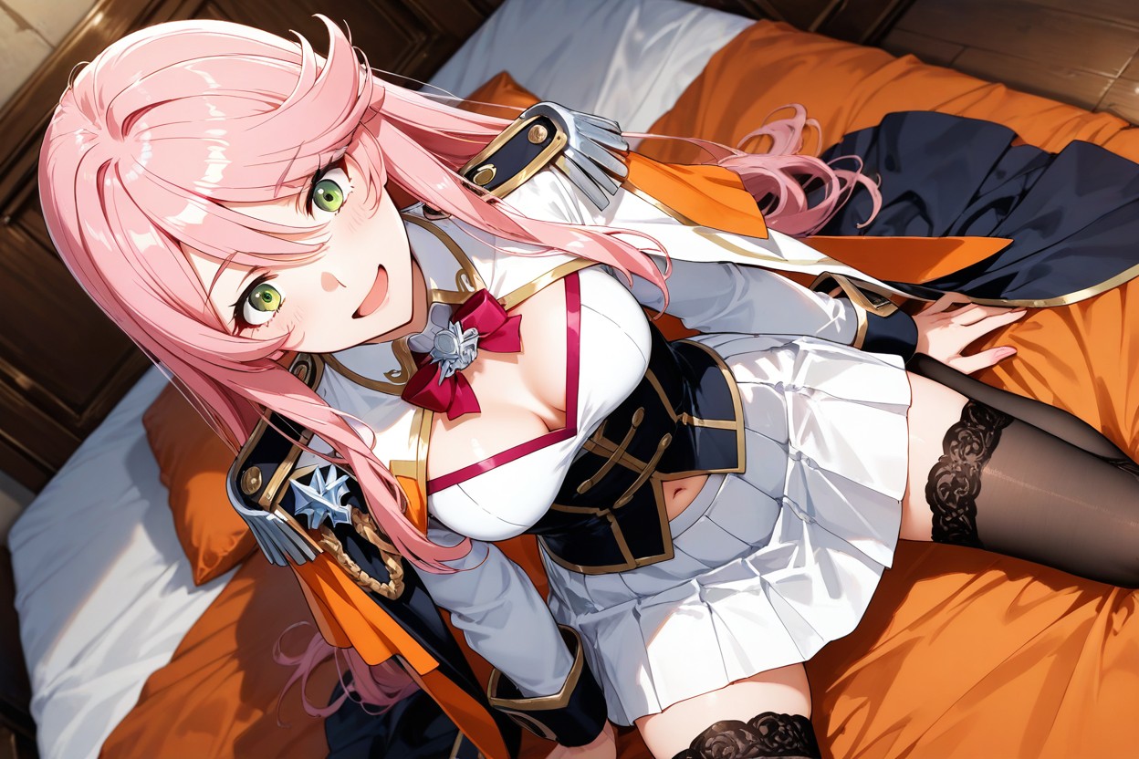 Dark Purple Embroidered Trim, Smug, Silver Decorative Shoulder Clasps Hentai AI Porn