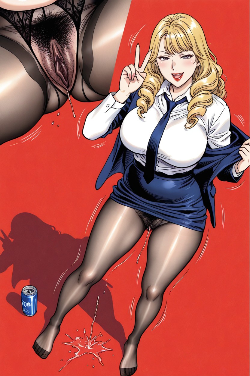 Voluptuous, Conquered Woman, High Waist Pantyhose Hentai AI Porn