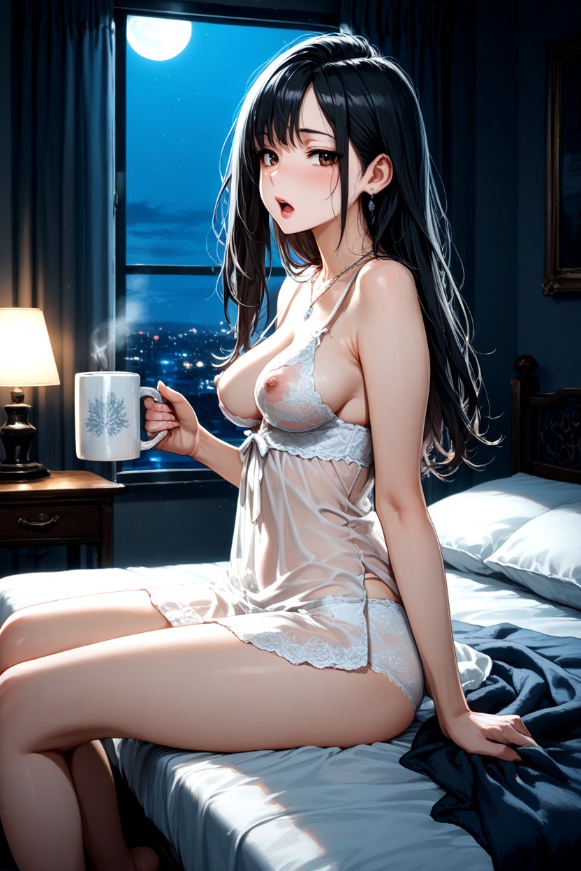 Messy Bed, White Cloth Panties, Dim Lighting Hentai AI Porn