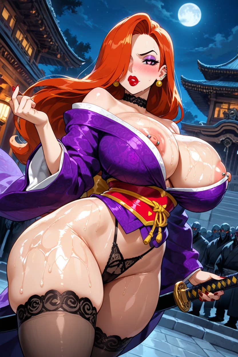 Tights, Beautiful Katana Out, Front View Hentai AI Porn