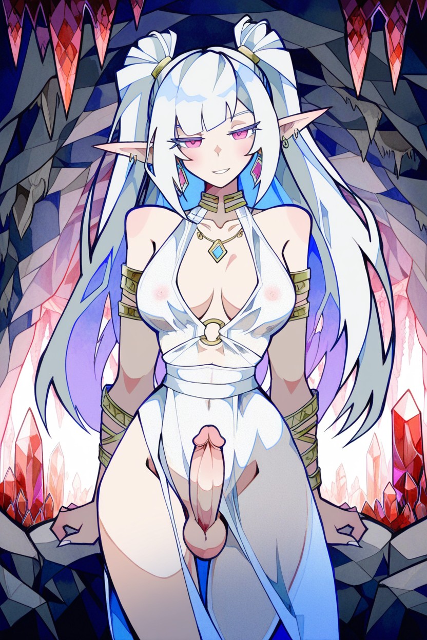 Gem Stone Earrings, Long Length, Futanari Hentai AI Porn