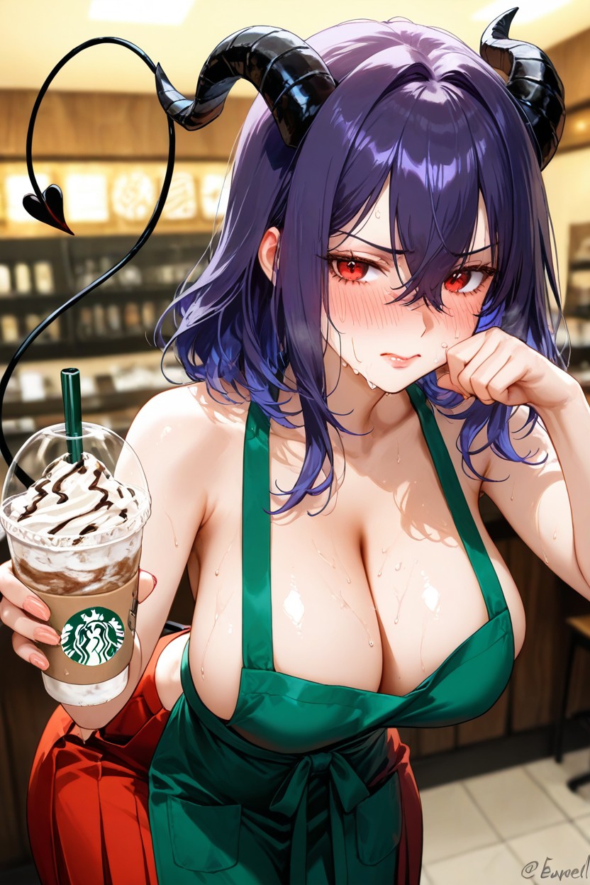 Purple Hair, Beautiful Composition, Waist Hentai AI Porn
