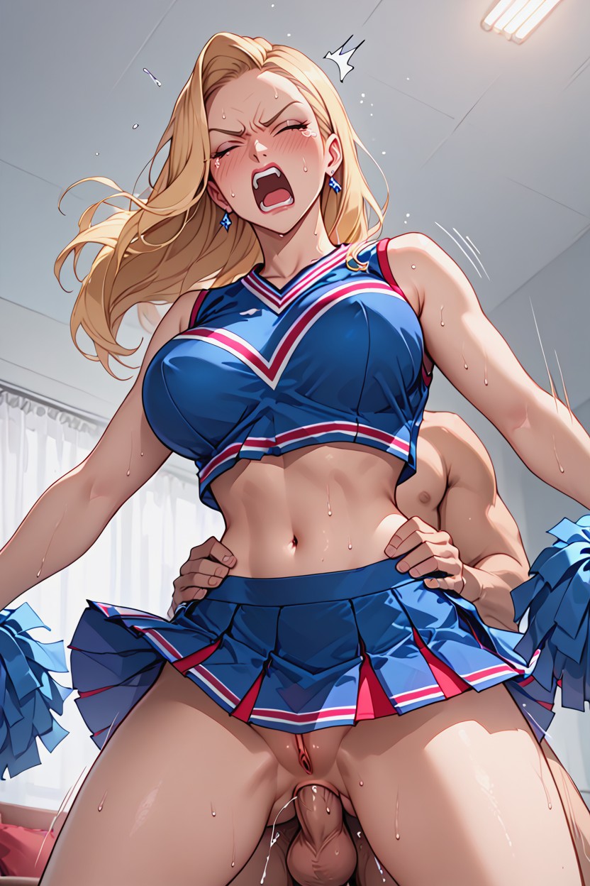 Bedroom, Blue Cheerleader Costume, Fucked From Behind Hentai AI Porn