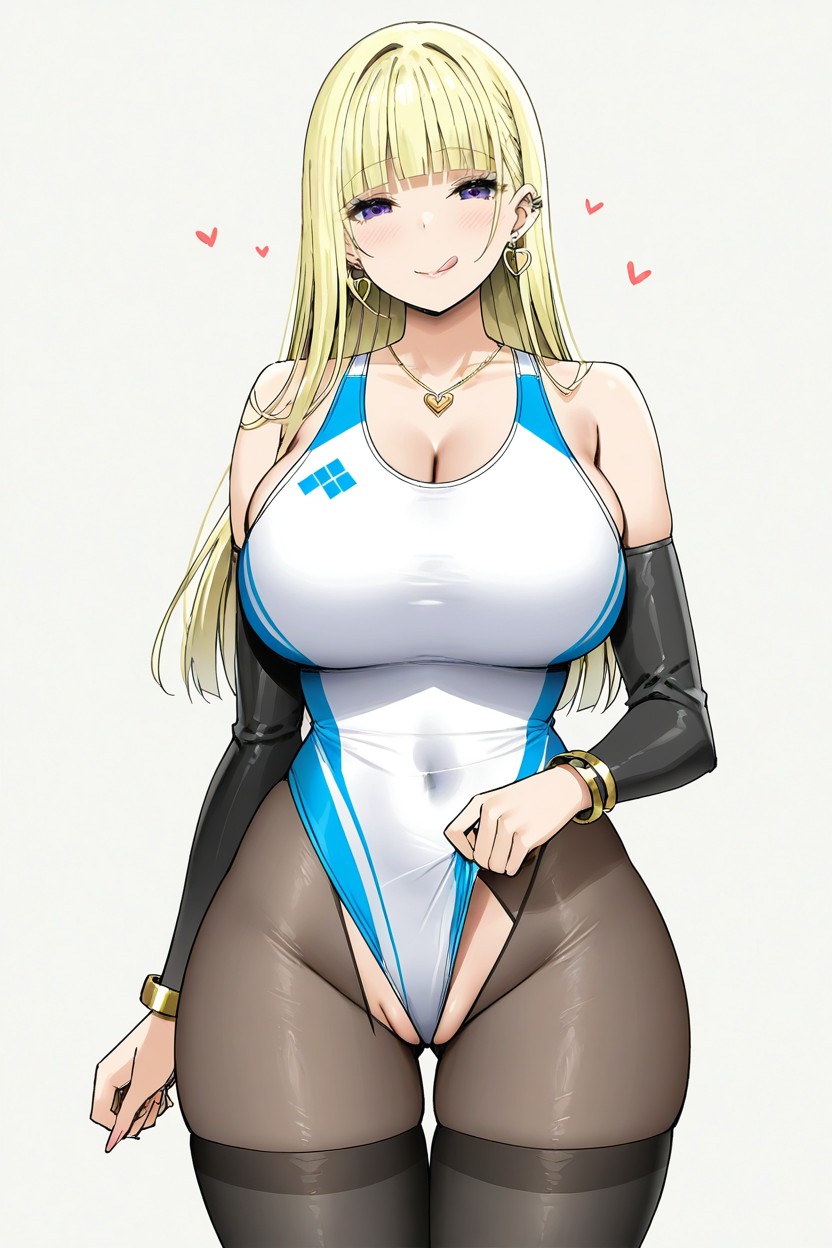 Gold Necklace, Black Thighhighs, Ultra Detailed Hentai IA