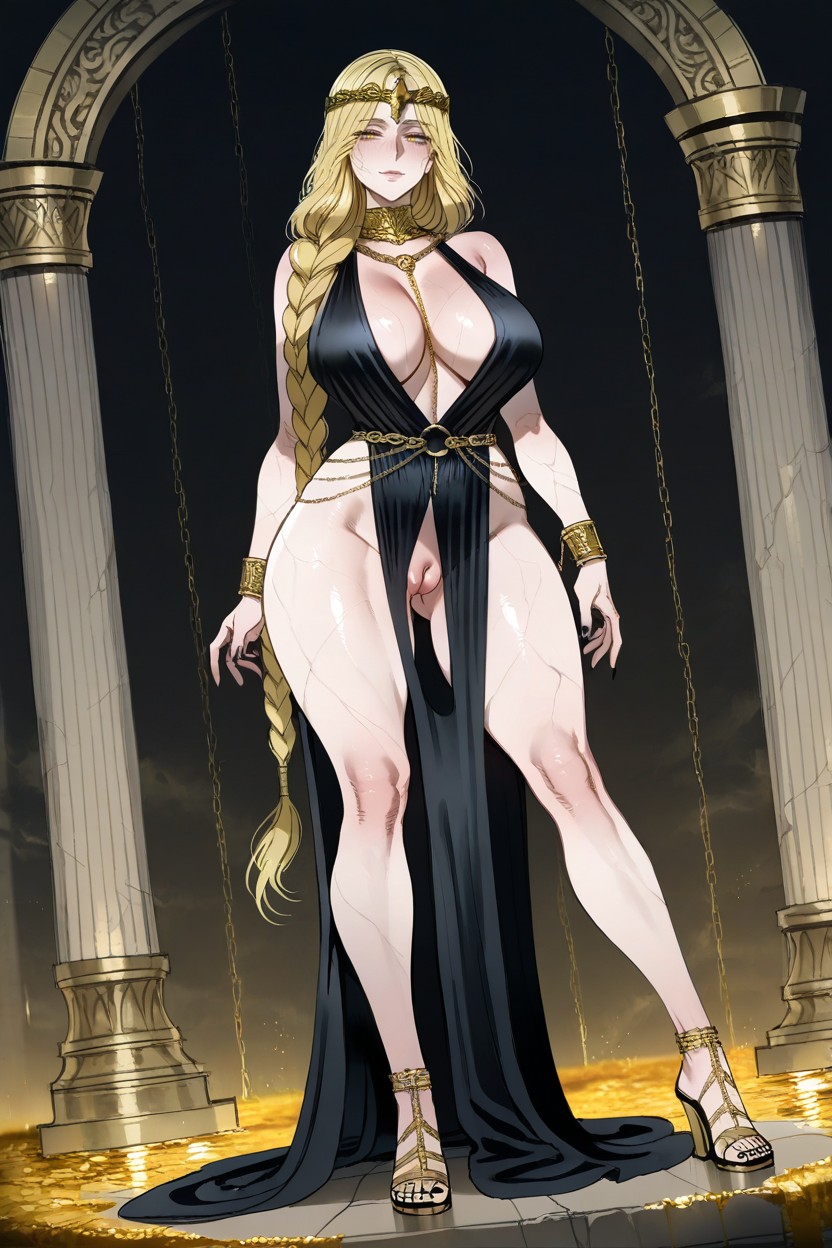 Woven Gold Threads, Swollen Pussy, Hourglass Hentai AI Porn