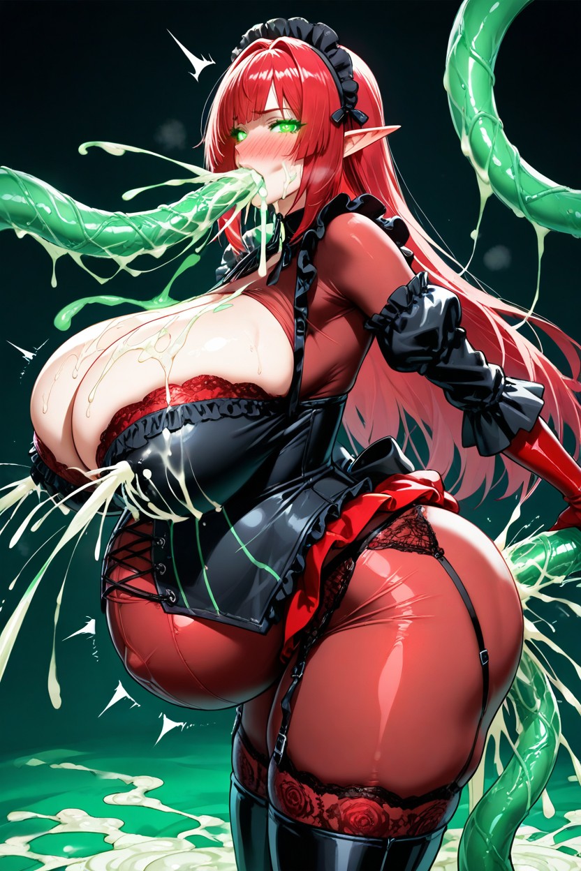 Pleasure Happy Face, Massive Pregnant Belly, Green Hearts Hentai AI Porn