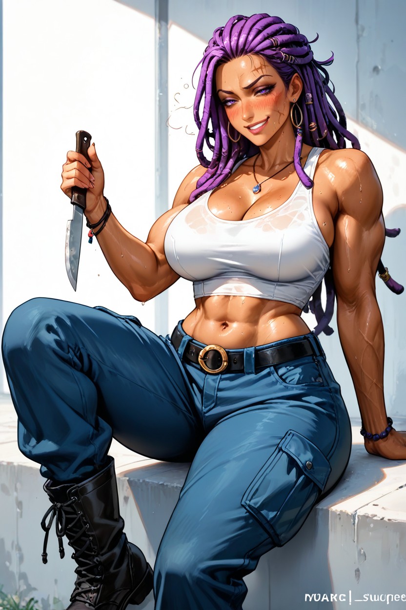 Styled Into Thick, Well-maintained Dreadlocks That Fell Past Her Shoulders, Some Tied Back With Simple Leather Bands And Beads A Few Loose Strands Framed Her Face Hentai AI Porn