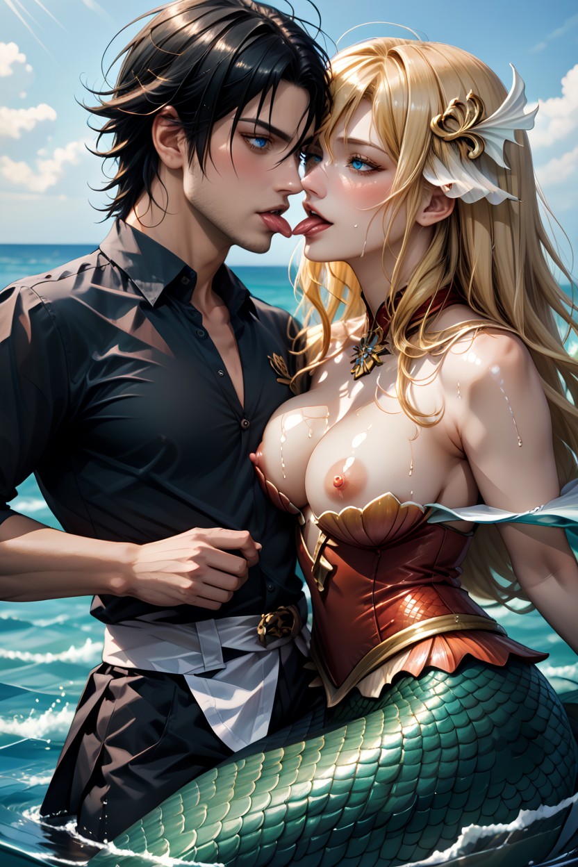Loving Atmosphere, Fish Lower Body, Tongue Kissing Hentai IA