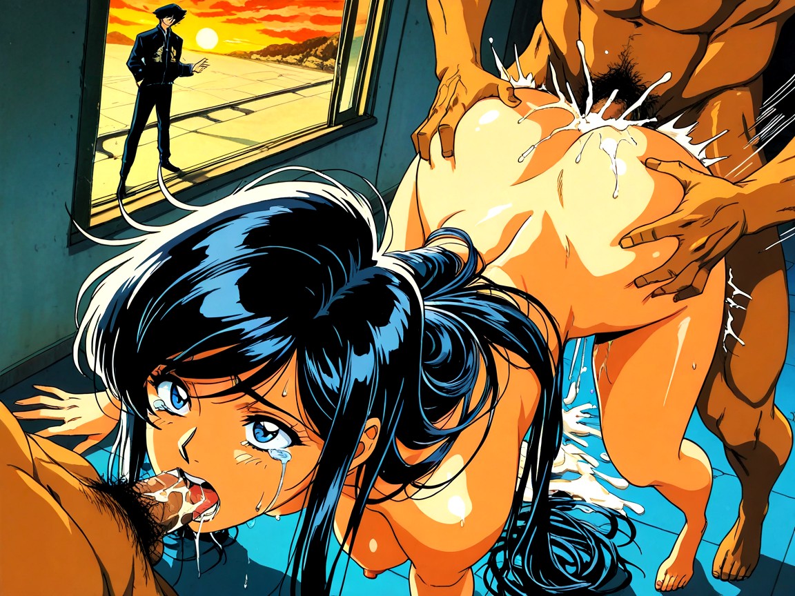 Gangbang, Large Eye Open Wide In Shock, Grabbing Boobs Hentai AI Porn