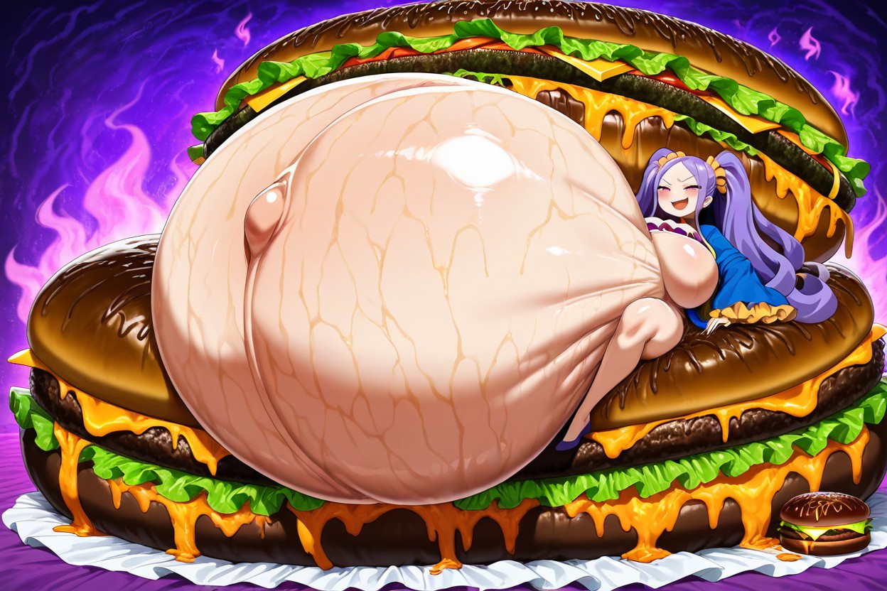 Smiling, Oversized Huge Pregnant, Bedroom Hentai IA