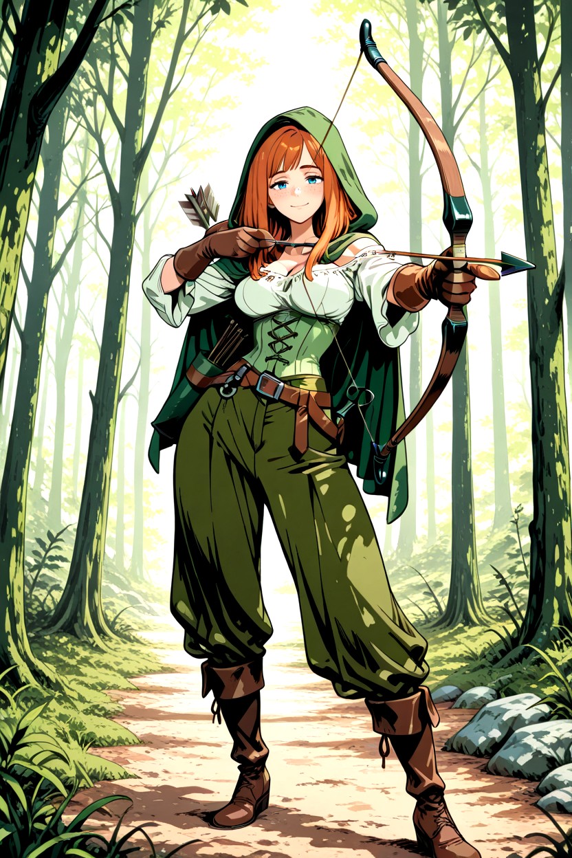 White Off-shoulder Peasant Blouse, Standing, Girl Hentai AI Porn