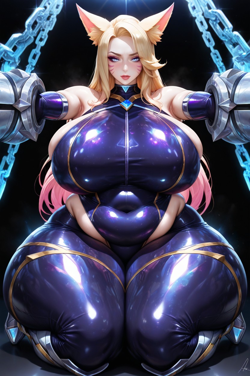 Front View Angle, Wearing Crossover Kda Ahri Taimanin Bodysuit, Excessive Fat Belly Rolls Hentai IA