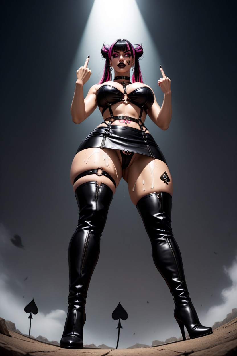 Muslos Gruesos, Dramatic Perspective, Pelo Multicolor Hentai IA