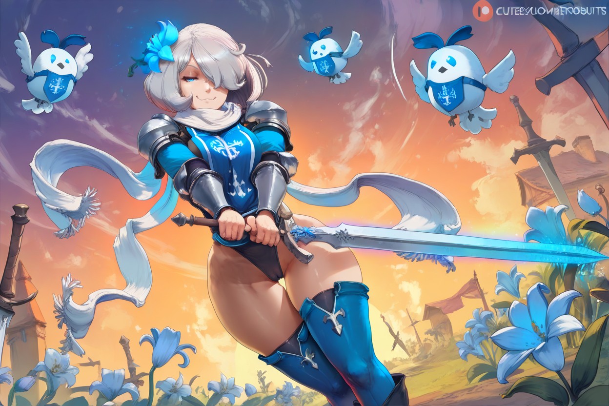 Cameltoe, Smug, Blue Whie Glowing Hentai AI Porn