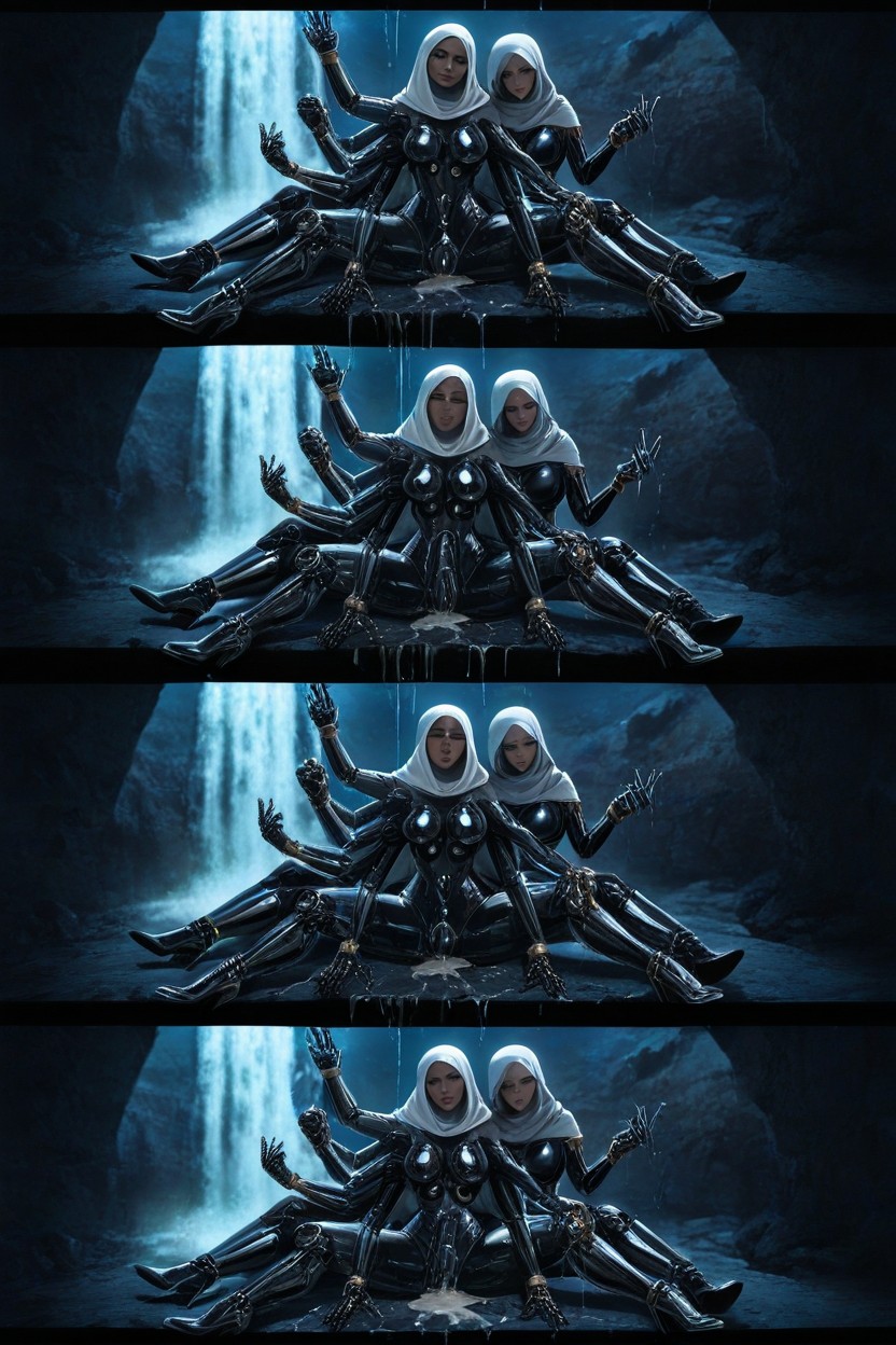 Silver Mistress, Hijab, Waterfall Hentai AI Porn