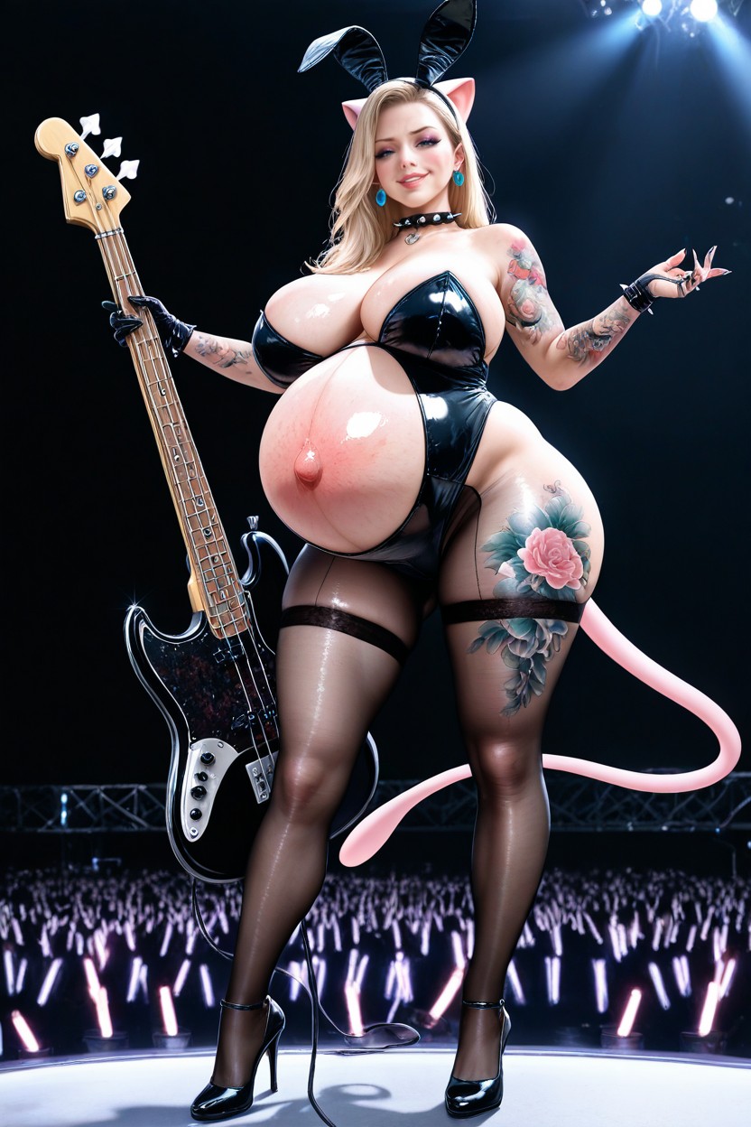Black Leotard, Long Eyelashes, On Stage Hentai AI Porn