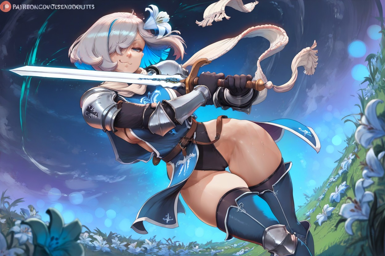 Blue Bokeh, Blue Highlights, Meadow Hentai AI Porn