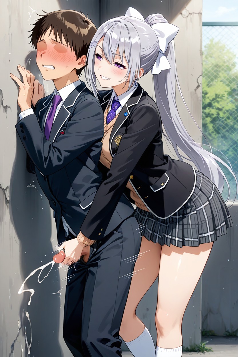 Mesh Fence, Shinji Ikari Wearing Suit Pants, Faceless Male Hentai AI Porn