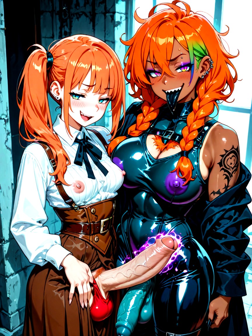 Long Skirt, Enormous Gigantic Massive Penis, Teal Anus Hentai IA
