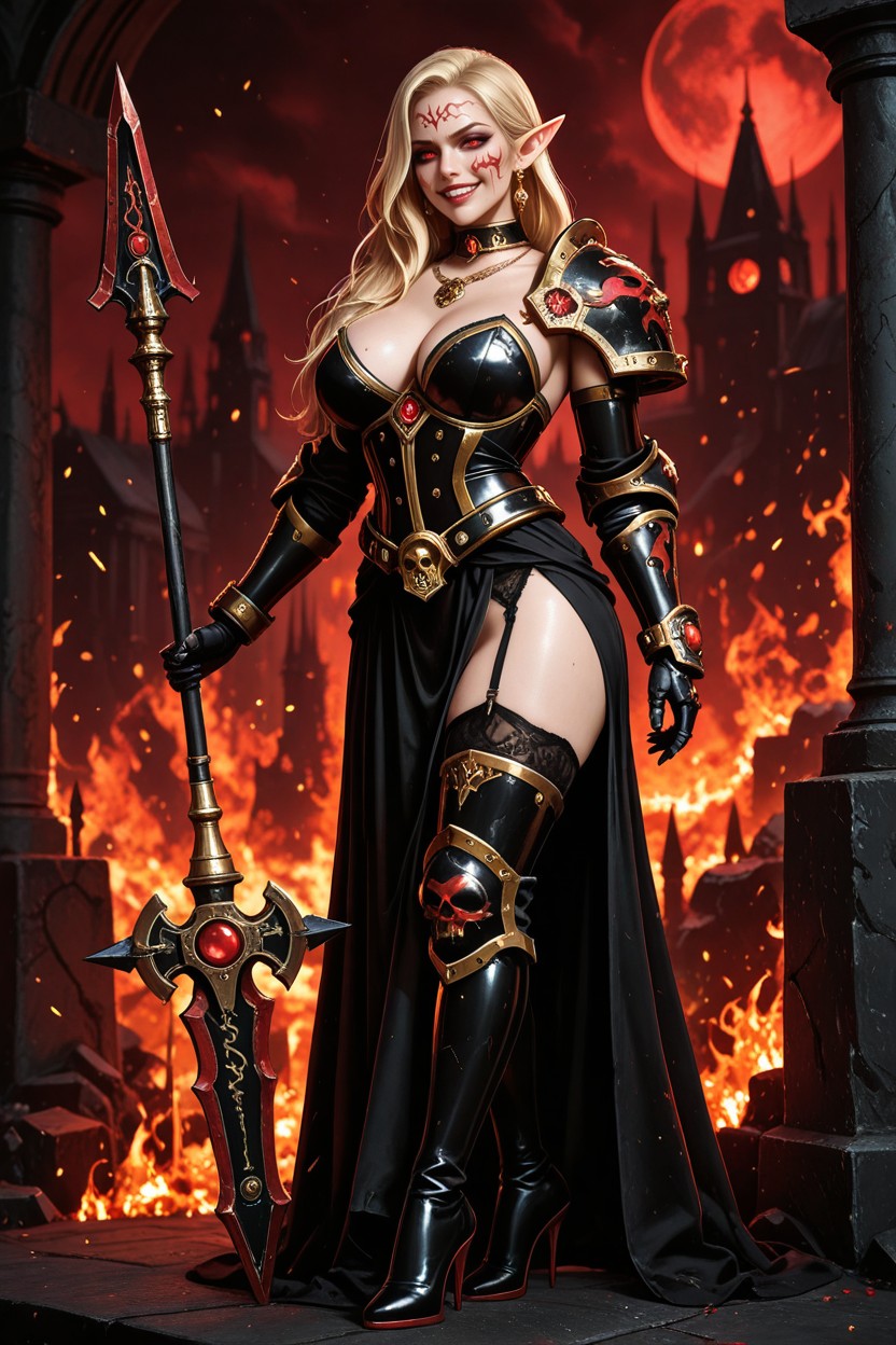 Evil Horny Smile, Armor, Skinny Hentai AI Porn