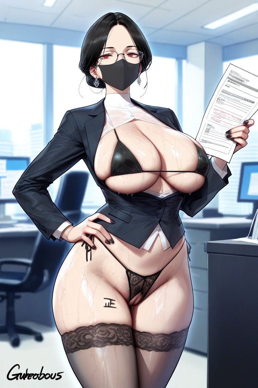 Beautiful Woman, Mouth Mask, Gloves Hentai AI Porn
