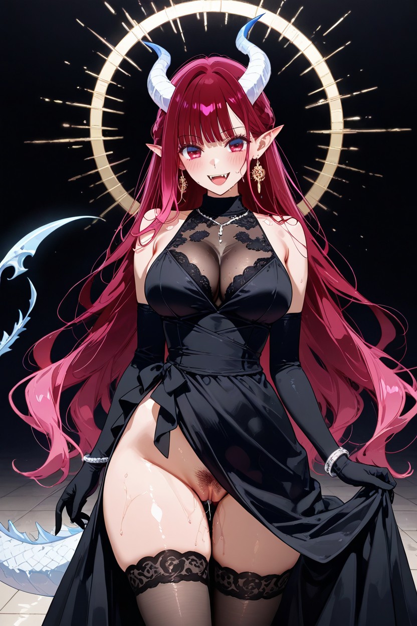 High Thigh Slit On One Side, Fitted Silhouette, Labia Hair Hentai AI Porn