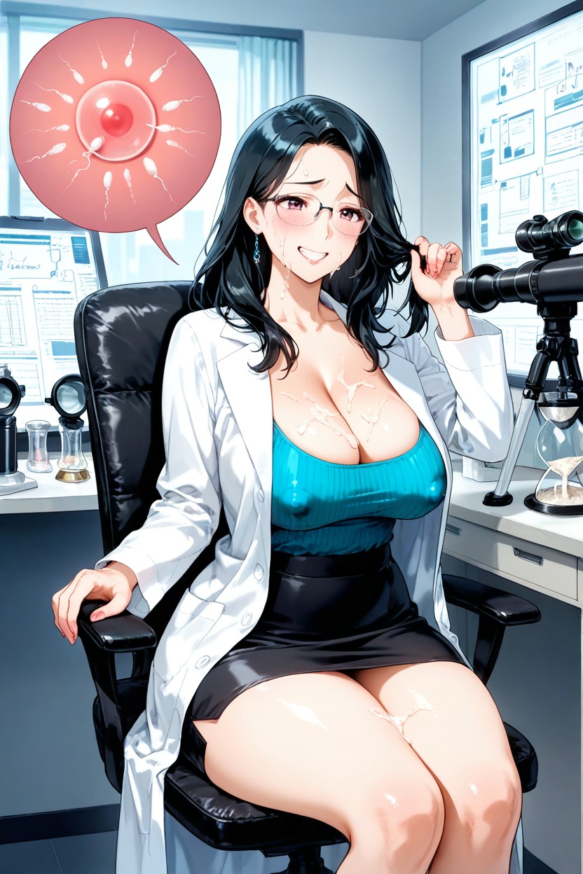 25+, Cum On Glass Dish In Microscope, Feminine Hentai AI Porn