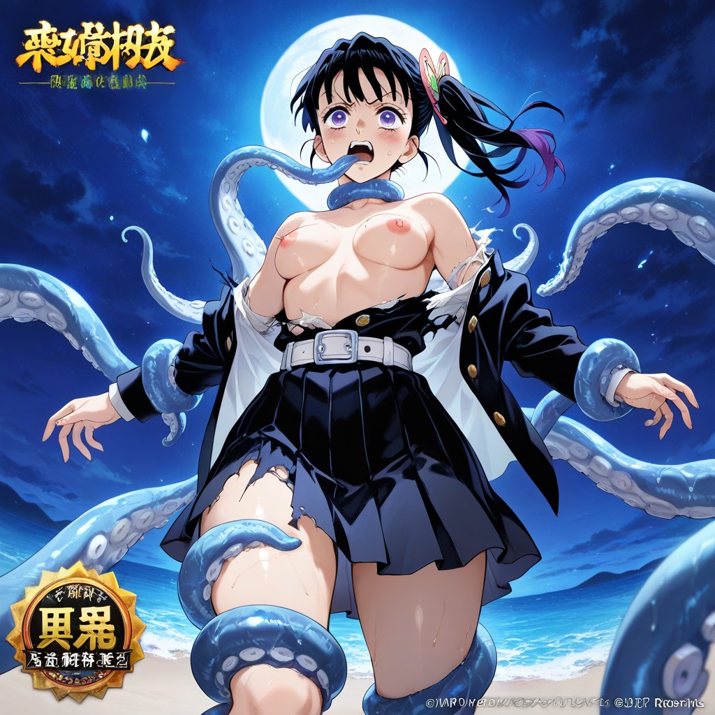 Torn Clothes, Perfect Waistlines, Tentacles Restrained Her Hentai AI Porn