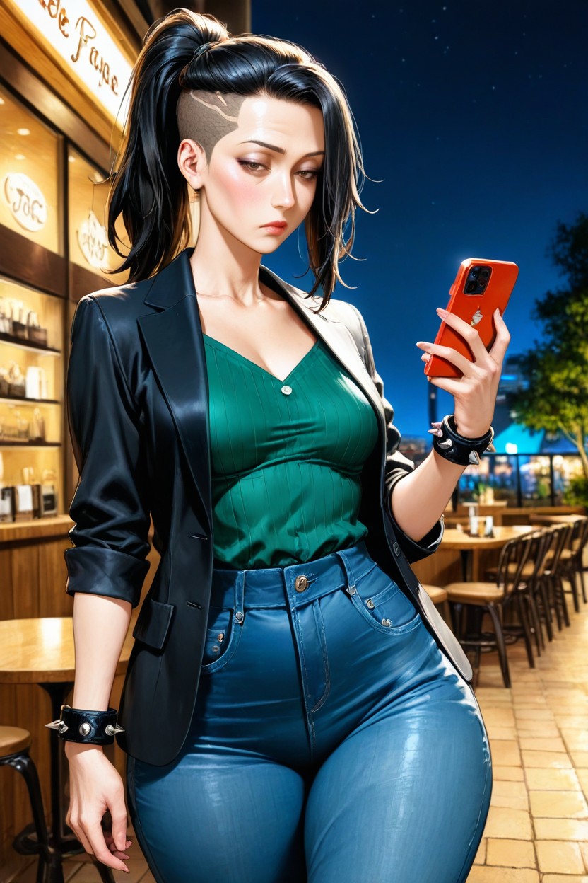 Black Blazer, Black Hair, Sharp Face Porno IA Hentai