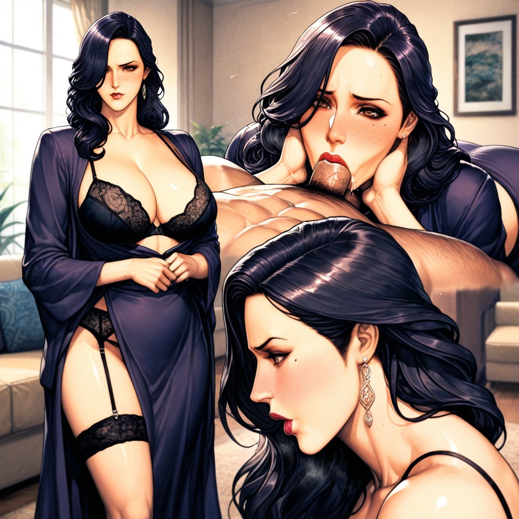 Mature, Classic Oval Face, Black Hair Hentai AI Porn