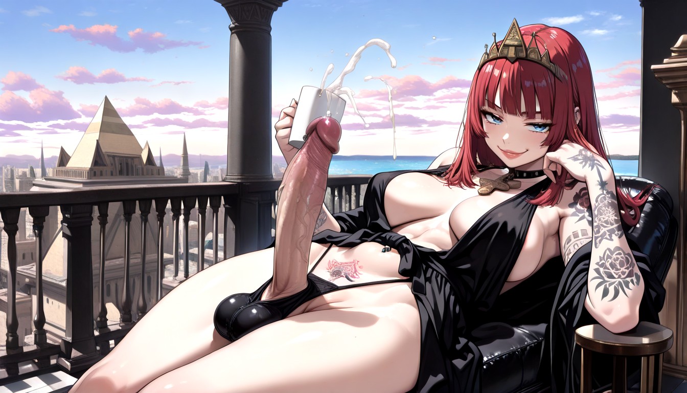 Flaccid, Solo, Overlooking Sunrise In The Ocean Hentai AI Porn