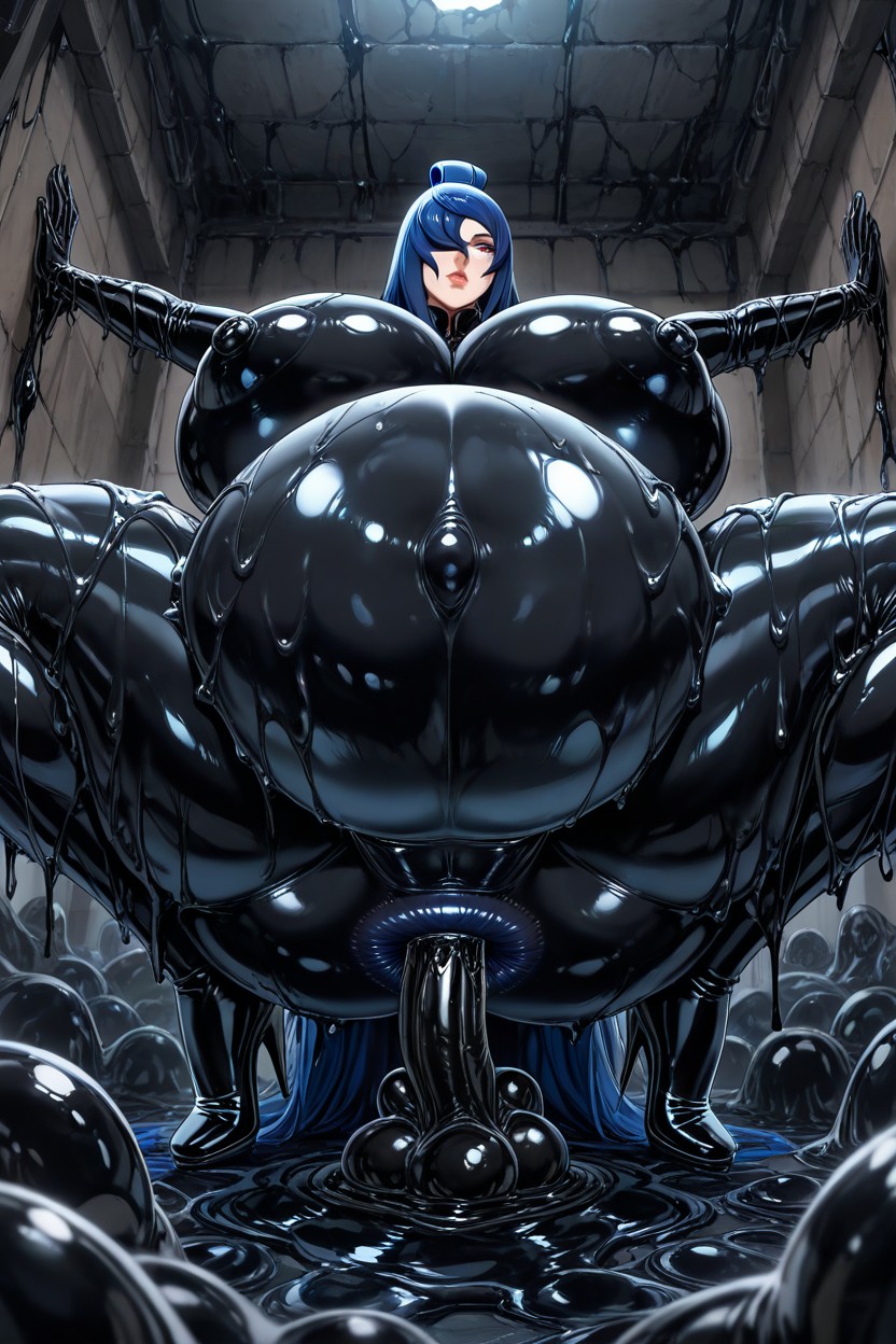 Black Goo Tentacles Background, Bbw, Wide Fat Waist Hentai AI Porn